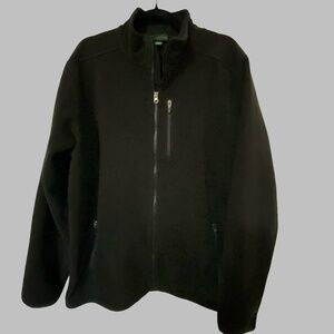 L.L. Bean Mens Large Tall Black Fleece Polartec Outdoor Zip Up Jacket- Sz-L/Tall
